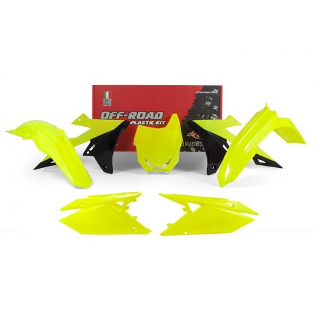 KIT PLASTIQUES RACETECH JAUNE FLUO/NOIR RMZ 250 19-20 RMZ 450 18-20